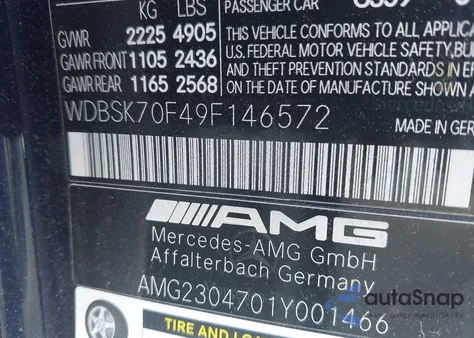 2009 Mercedes-Benz Sl 63 Amg из США, поврежденный, VIN WDBSK70F49F146572